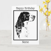 Kunst Engels Springer Spaniel Verjaardag Kaart (Gele Bloem)