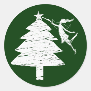 Kunst Fairy Kerstboom Ronde Sticker