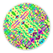 KUNST FANTASTISCHE MULTI GEKLEURDE STUKJES IN STUK KERAMISCHE KNOP (Voorkant)