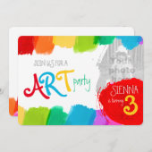 Kunst feest schilderij 3e verjaardag party uitnodi kaart (Voorkant / Achterkant)