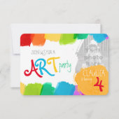 Kunst feest schilderij 4e verjaardag party uitnodi kaart (Voorkant)