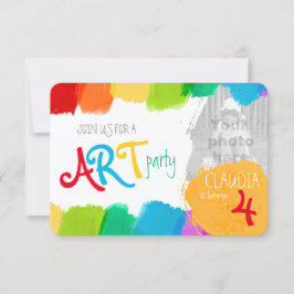 Kunst feest schilderij 4e verjaardag party uitnodi kaart