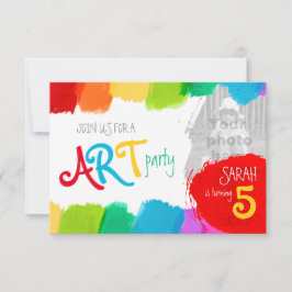 Kunst feest schilderij 5e verjaardag party uitnodi kaart
