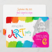 Kunst feest schilderij 6e verjaardag party uitnodi kaart (Voorkant / Achterkant)