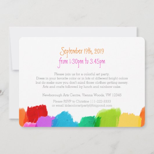 Kunst feest schilderij 6e verjaardag party uitnodi kaart (Achterkant)