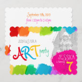 Kunst feest schilderij 7e verjaardag feestje uitno kaart (Voorkant / Achterkant)