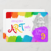 Kunst feest schilderij 9e verjaardag party uitnodi kaart (Voorkant / Achterkant)
