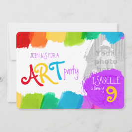 Kunst feest schilderij 9e verjaardag party uitnodi kaart