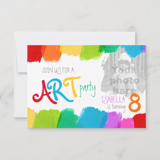 Kunst feest schilderij verjaardagsfeestje uitnodig kaart (Voorkant)