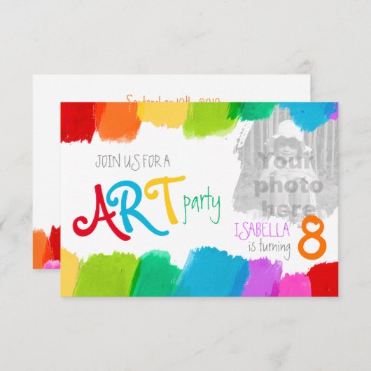 Kunst feest schilderij verjaardagsfeestje uitnodig kaart (Voorkant / Achterkant)