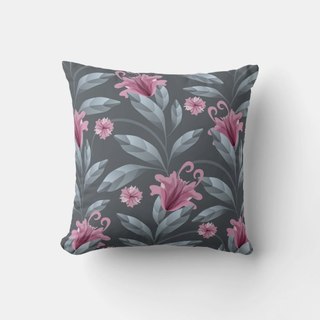 Kunst florale  naadloos patroon. Maroon transl Kussen (Voorkant)