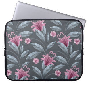 Kunst florale  naadloos patroon. Maroon transl Laptop Sleeve