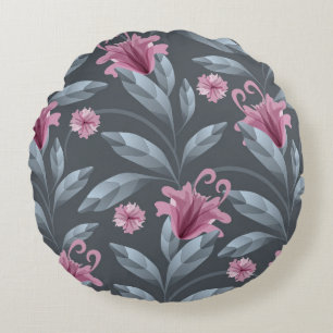 Kunst florale  naadloos patroon. Maroon transl Rond Kussen