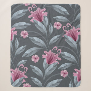Kunst florale naadloos patroon. Maroon transl Sherpa Deken
