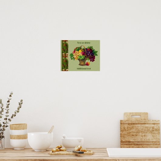  kunst fruitmand Creëer uw eigen tekst Poster (Keuken)