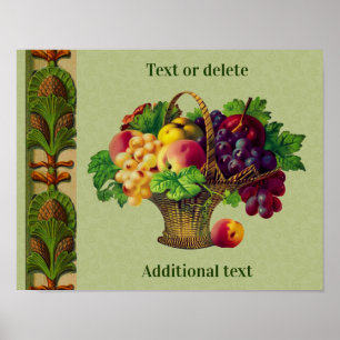 kunst fruitmand Creëer uw eigen tekst Poster