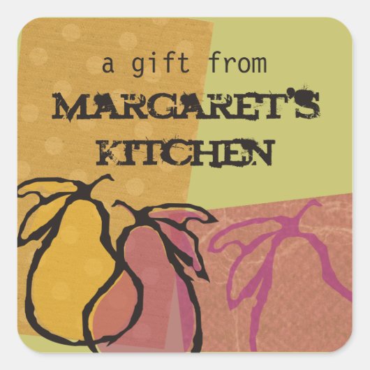 Kunst fruitperen koken bakvoedsel cadeau label (Voorkant)