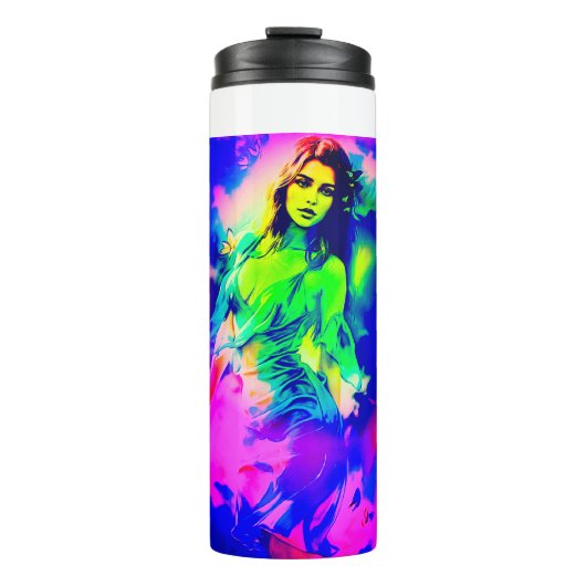Kunst geïnspireerd ontwerp, mooie dansende vrouw thermosbeker (Voorkant)