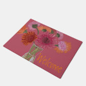  Kunst GerberaFlower Modern Illustration+ Naam Deurmat (Schuin)