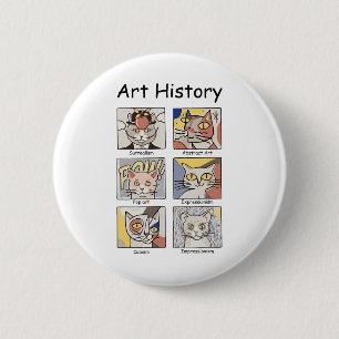 Kunst Geschiedenis Grappige Kat Kunst Liefhebber S Ronde Button 5,7 Cm