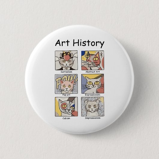 Kunst Geschiedenis Grappige Kat Kunst Liefhebber S Ronde Button 5,7 Cm (Voorkant)