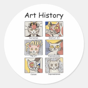 Kunst Geschiedenis Grappige Kat Kunst Liefhebber S Ronde Sticker