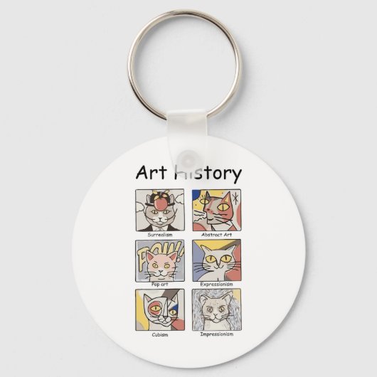 Kunst Geschiedenis Grappige Kat Kunst Liefhebber S Sleutelhanger (Voorkant)