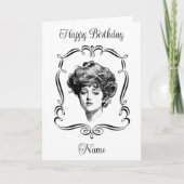  kunst Gibson meisje gepersonaliseerde verjaardag Kaart (Voorkant)