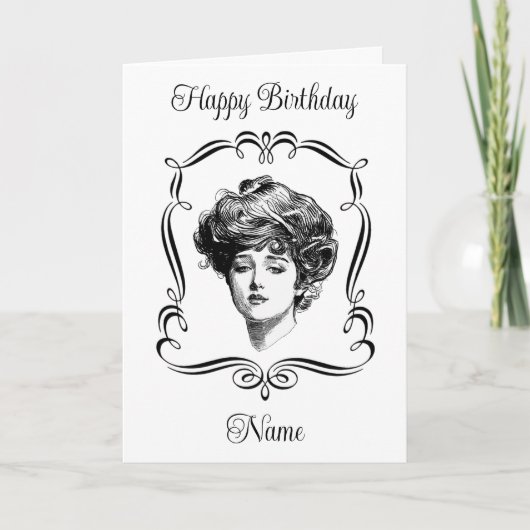  kunst Gibson meisje gepersonaliseerde verjaardag Kaart (Voorkant)