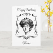  kunst Gibson meisje gepersonaliseerde verjaardag Kaart (Gele Bloem)