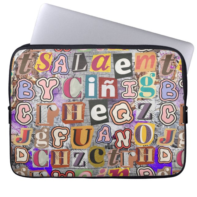 Kunst Graffiti Plezier en unieke kunst Grijze acht Laptop Sleeve (Voorkant)