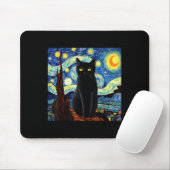 Kunst Grappig Zwarte Kat Schilderij Kunstenaar Van Muismat (Met muis)