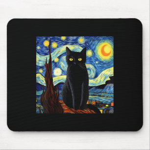 Kunst Grappig Zwarte Kat Schilderij Kunstenaar Van Muismat