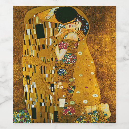 Kunst, Gustav Klimt, de kus Wijn Etiket (Enkel label)