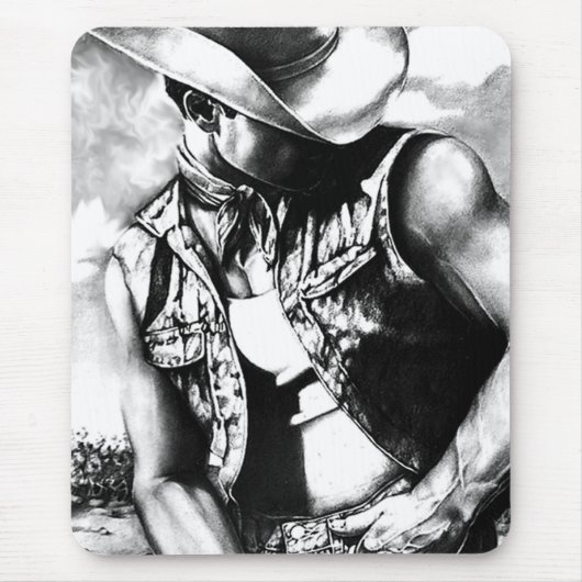 Kunst hand-getrokken masculine westerne cowboy coo muismat (Voorkant)