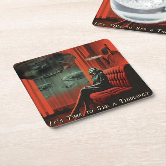  kunst Het is tijd om naar een therapeut te gaan Kartonnen Onderzetters (Schuin)