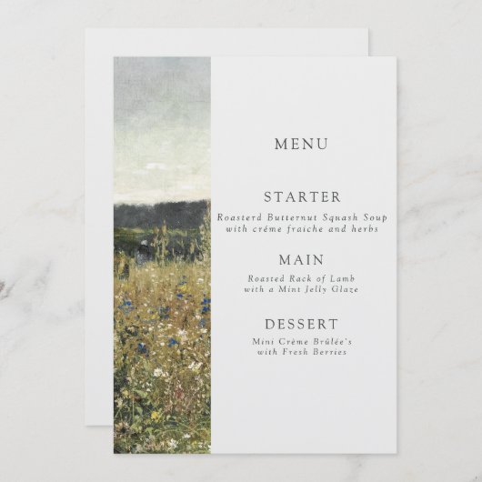 Kunst huwelijksmenu.  olieverf op doek. menu (Voorkant / Achterkant)