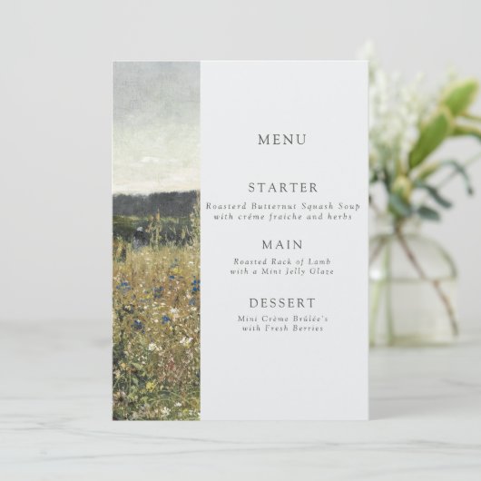 Kunst huwelijksmenu.  olieverf op doek. menu (Staand voorkant)