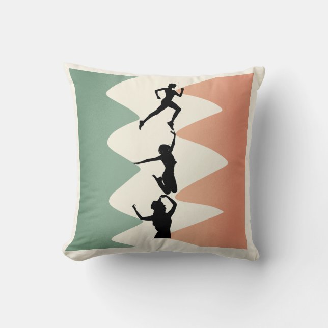 Kunst in Beweging Geometrisch Silhouet Kussen (Voorkant)