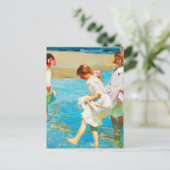 Kunst in de beach door Edward Henry Potthast Briefkaart (Staand voorkant)