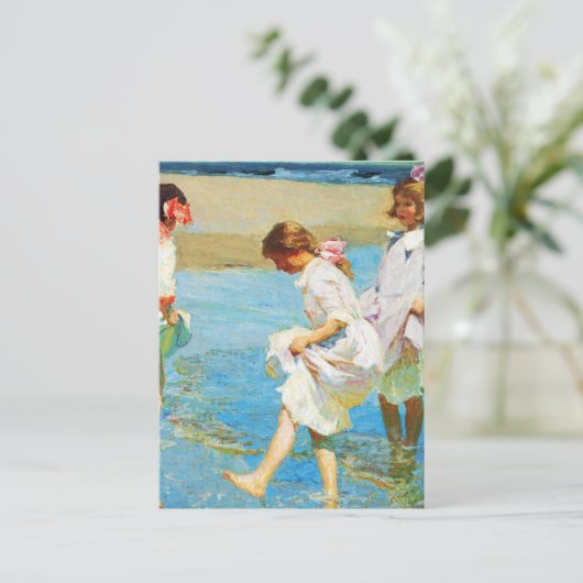 Kunst in de beach door Edward Henry Potthast Briefkaart (Staand voorkant)