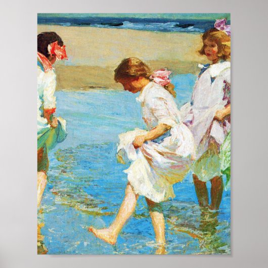 Kunst in de beach door Edward Henry Potthast Poster (Voorkant)