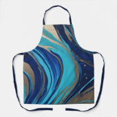 Kunst in de keuken-Abstract Flow Art-Blue & Gold- Schort (Voorkant)