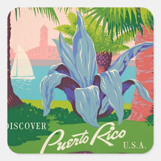  kunst in de reiskunst van Puerto Rico Vierkante Sticker (Voorkant)
