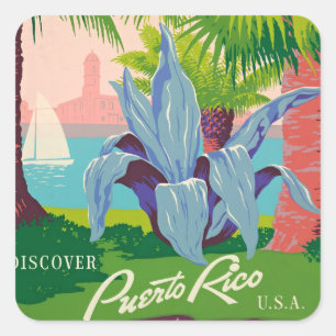  kunst in de reiskunst van Puerto Rico Vierkante Sticker