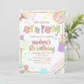 Kunst in Feest Kinderfeest Uitnodiging Schilderen (Staand voorkant)