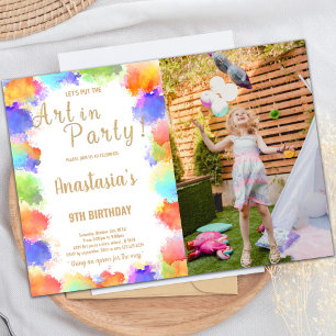 Kunst in Glitter Paint Birthday Invitations ph Kaart