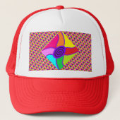 Kunst in heldere, verblindende gemengde kleuren en trucker pet (Voorkant)