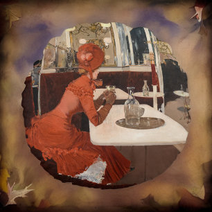  kunst - in het cafe - Fernand Lungren Rond Kussen