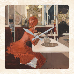 kunst - in het cafe - Fernand Lungren Vierkante Klok